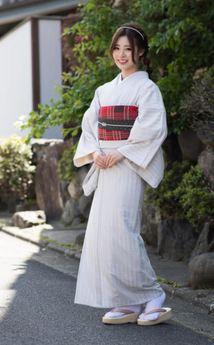 Refreshing yet Simple White and Gray Kimono